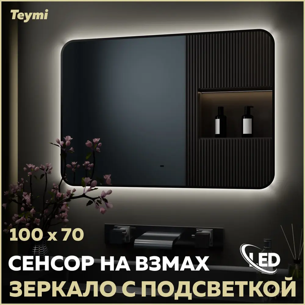 Фото Зеркало для ванной Teymi T20231S с подсветкой 100x70см Фото Зеркало для ванной Teymi T20231S с подсветкой 100x70см