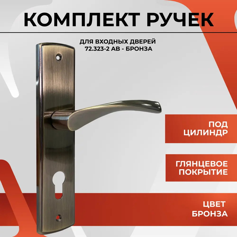 Фото Ручка дверная на планке Vettore 72.323-2 AB бронза Фото Ручка дверная на планке Vettore 72.323-2 AB бронза