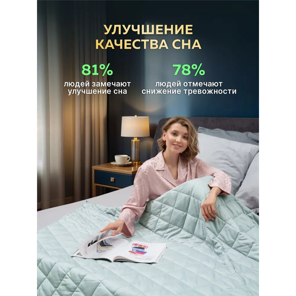 Фото 5 Одеяло утяжеленное Wellinagravity WGM-15 мятный 6кг, 140x205 см, стеклянные микрогранулы Фото 5 Одеяло утяжеленное Wellinagravity WGM-15 мятный 6кг, 140x205 см, стеклянные микрогранулы