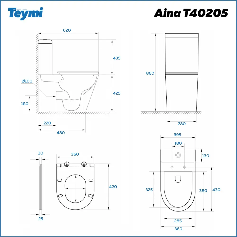 Фото 16 Унитаз-компакт Teymi T40205 Aina безободковый, сиденье микролифт двойной слив Фото 16 Унитаз-компакт Teymi T40205 Aina безободковый, сиденье микролифт двойной слив