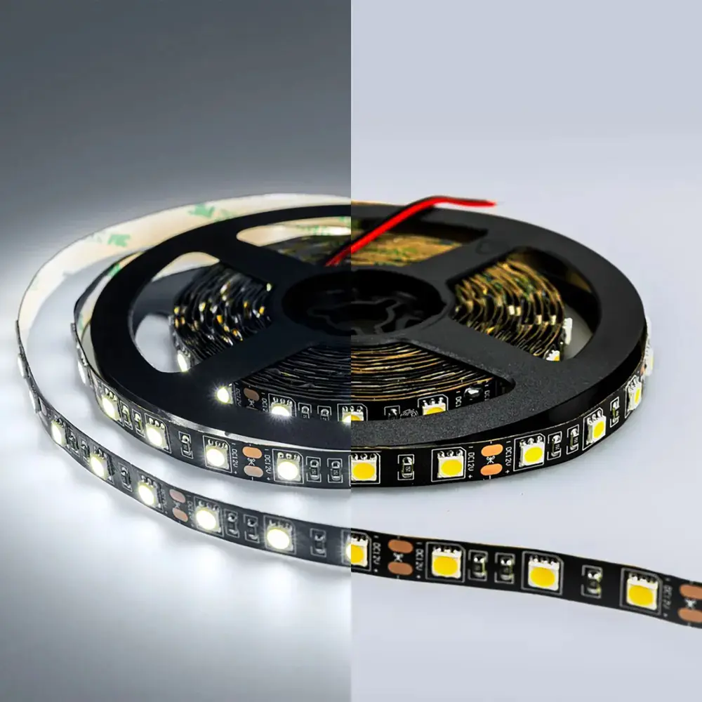 Фото 4 Светодиодная лента Eleganz Lux 5050 60 LED (14.4W/M) 12V холодная 6000К ЧЕРНАЯ ОСНОВА, 5м Фото 4 Светодиодная лента Eleganz Lux 5050 60 LED (14.4W/M) 12V холодная 6000К ЧЕРНАЯ ОСНОВА, 5м