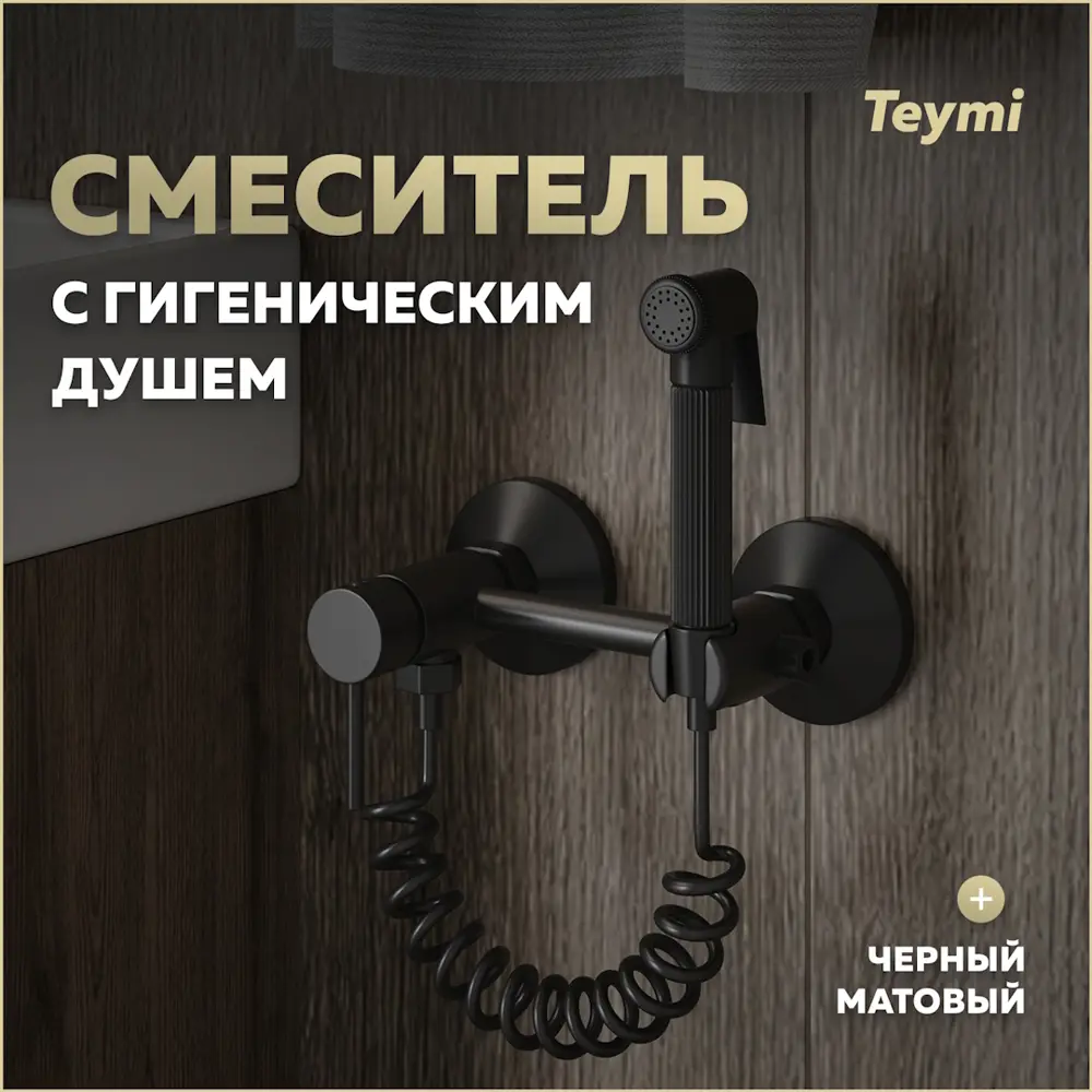Фото Смеситель с гигиеническим душем Teymi Martta T10269 цвет черный матовый Фото Смеситель с гигиеническим душем Teymi Martta T10269 цвет черный матовый