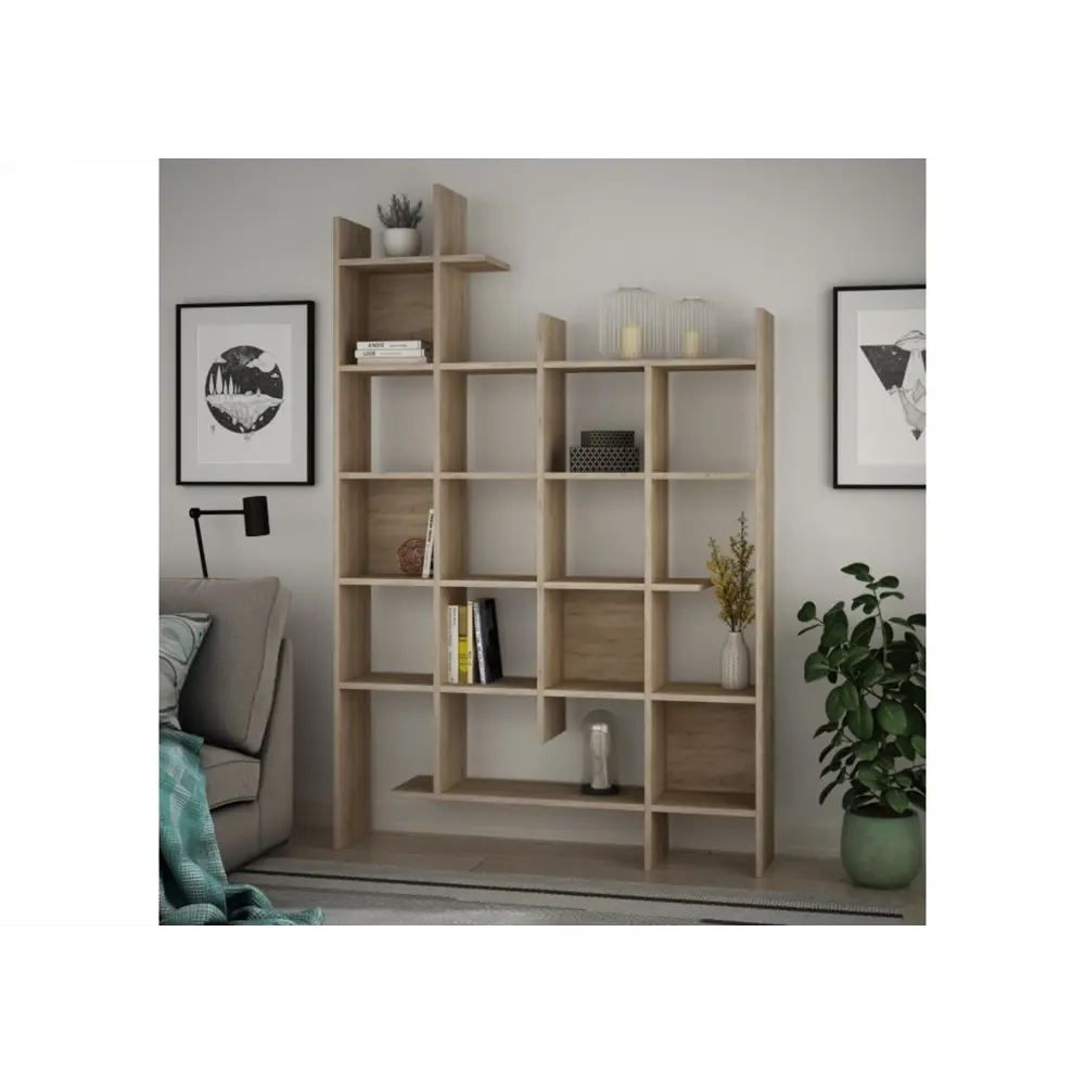 Фото Стеллаж деревянный Leve 122x188x26 см нагрузка до 5 кг МДФ с покрытием цвет бежевый