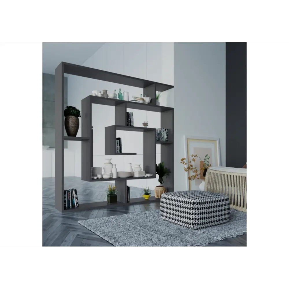 Фото Стеллаж деревянный Leve 125x129x22 см нагрузка до 5 кг МДФ с покрытием цвет серый Фото Стеллаж деревянный Leve 125x129x22 см нагрузка до 5 кг МДФ с покрытием цвет серый