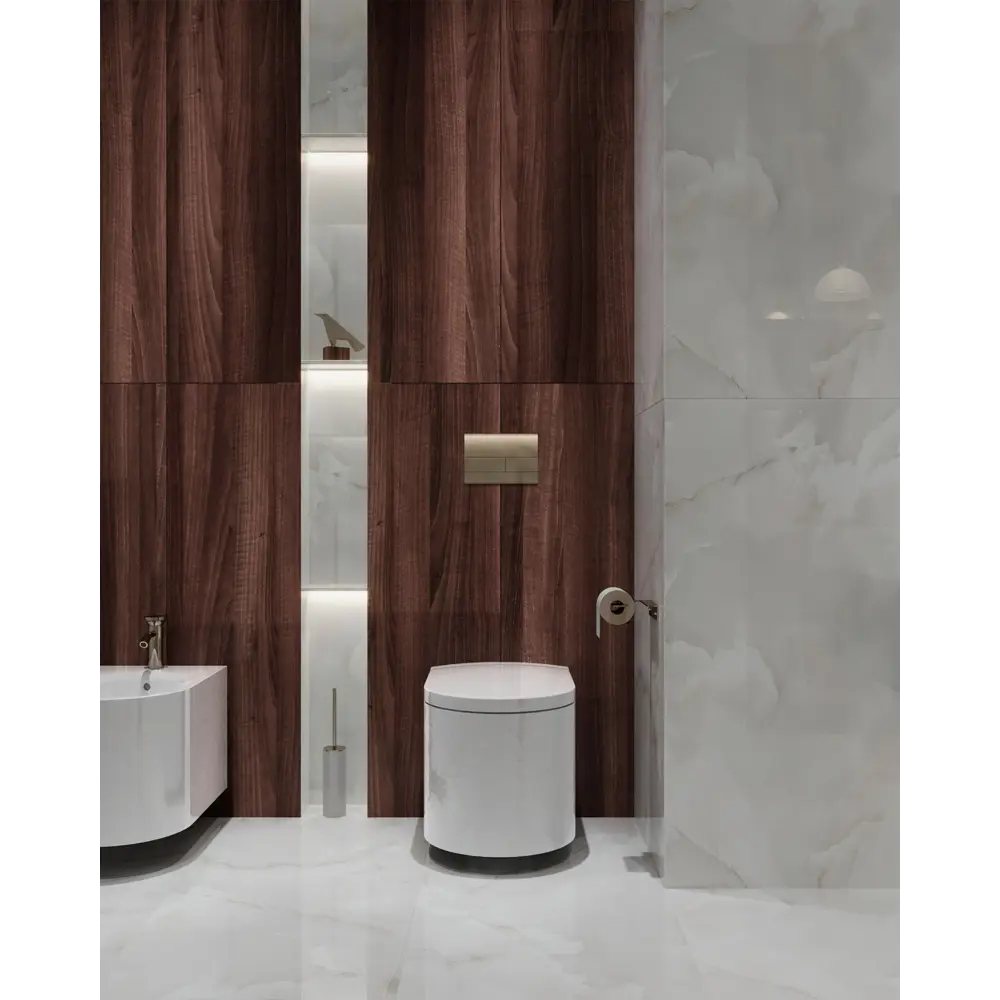 Фото 7 Глазурованный керамогранит Arcadia Ceramica Onyx White Cloud 60x120 см 1.44 м² глянцевый цвет светло-серый