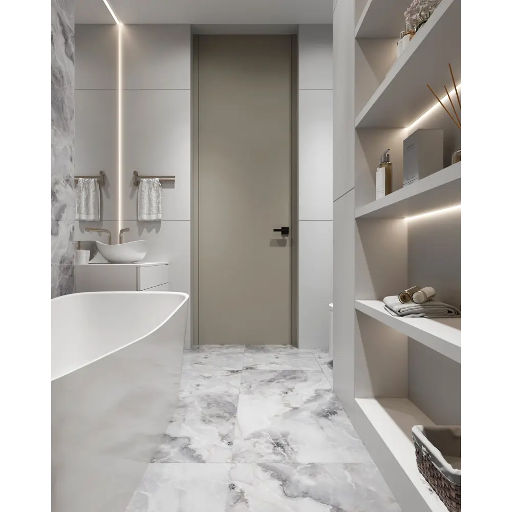 Фото 7 Глазурованный керамогранит Arcadia Ceramica Onyx Invisible Grey 60x120 см 1.44 м² глянцевый цвет серый Фото 7 Глазурованный керамогранит Arcadia Ceramica Onyx Invisible Grey 60x120 см 1.44 м² глянцевый цвет серый