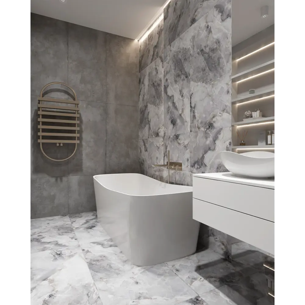 Фото 8 Глазурованный керамогранит Arcadia Ceramica Onyx Invisible Grey 60x120 см 1.44 м² глянцевый цвет серый Фото 8 Глазурованный керамогранит Arcadia Ceramica Onyx Invisible Grey 60x120 см 1.44 м² глянцевый цвет серый