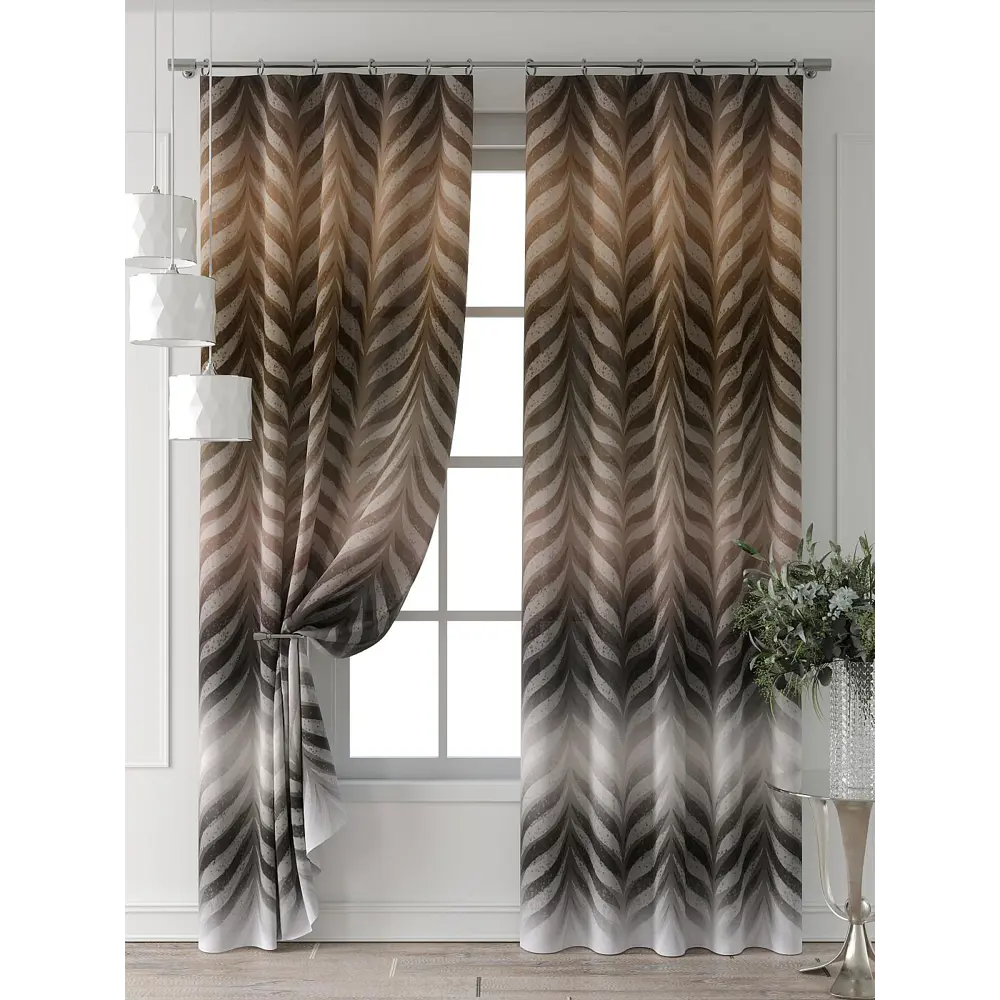 Фото 7 Комплект штор Comfy way Форнерс - 168 - 240 см CW709168240-240 на шторной ленте 240x150 см цвет коричневый Фото 7 Комплект штор Comfy way Форнерс - 168 - 240 см CW709168240-240 на шторной ленте 240x150 см цвет коричневый