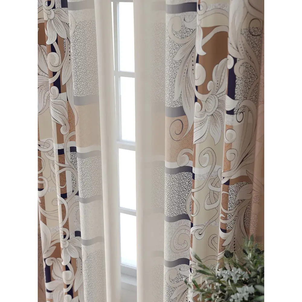 Фото 3 Комплект штор Comfy way Форнерс - 178 - 240 см CW709178240-240 на шторной ленте 240x150 см цвет бежевый Фото 3 Комплект штор Comfy way Форнерс - 178 - 240 см CW709178240-240 на шторной ленте 240x150 см цвет бежевый