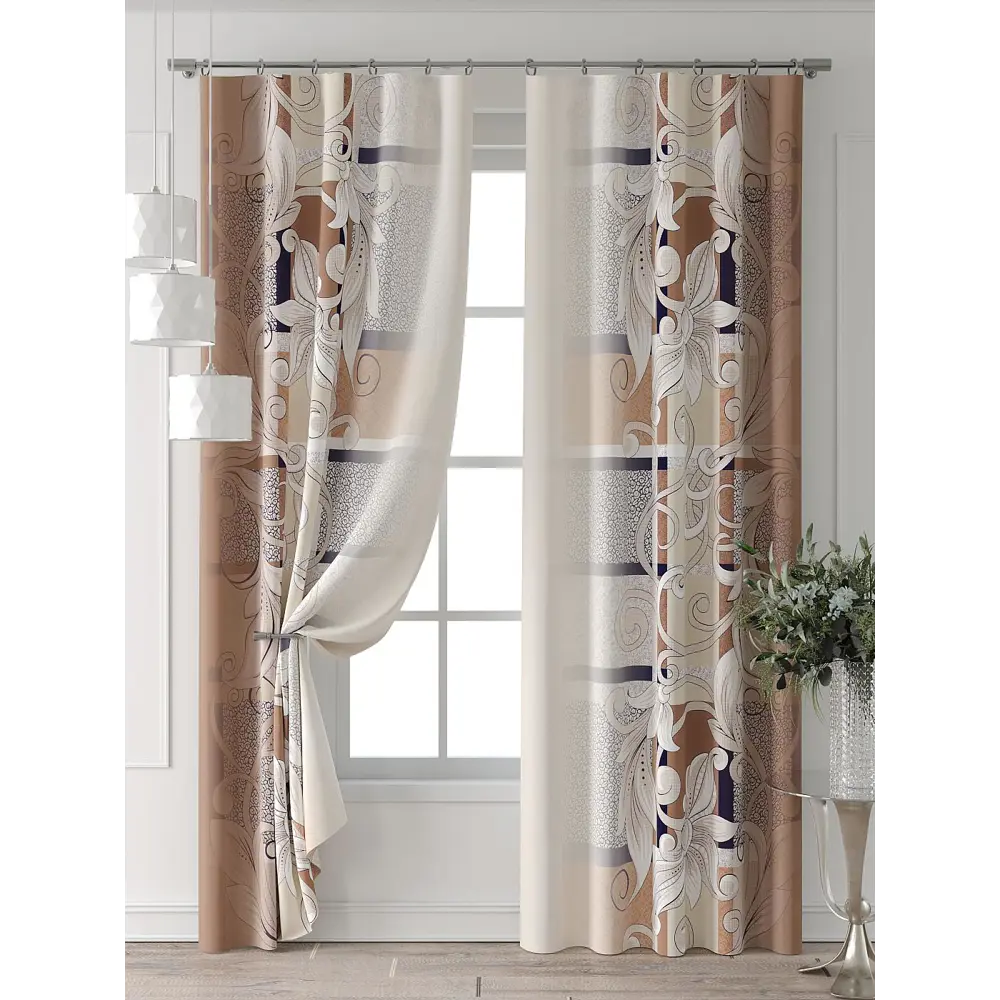 Фото 7 Комплект штор Comfy way Форнерс - 178 - 240 см CW709178240-240 на шторной ленте 240x150 см цвет бежевый Фото 7 Комплект штор Comfy way Форнерс - 178 - 240 см CW709178240-240 на шторной ленте 240x150 см цвет бежевый