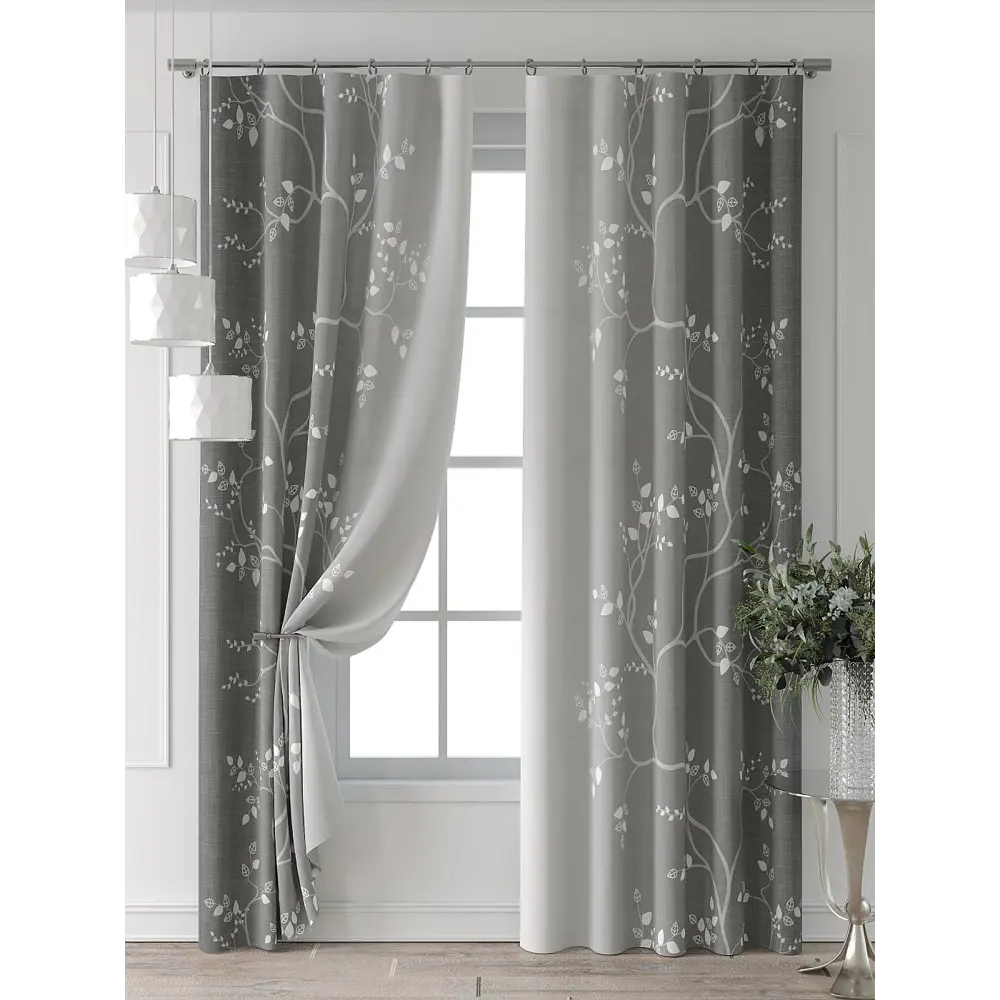 Фото 7 Комплект штор Comfy way Форнерс - 161 - 240 см CW709161240-240 на шторной ленте 240x150 см цвет серый Фото 7 Комплект штор Comfy way Форнерс - 161 - 240 см CW709161240-240 на шторной ленте 240x150 см цвет серый