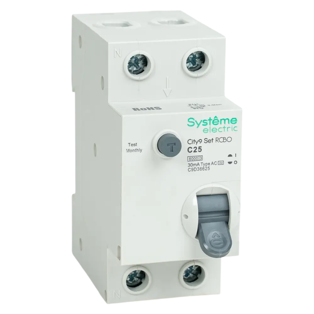 Фото 2 Дифференциальный автомат Systeme Electric City9 Set C9D36625 1P N С25 А 30мА 6кА AC Фото 2 Дифференциальный автомат Systeme Electric City9 Set C9D36625 1P N С25 А 30мА 6кА AC