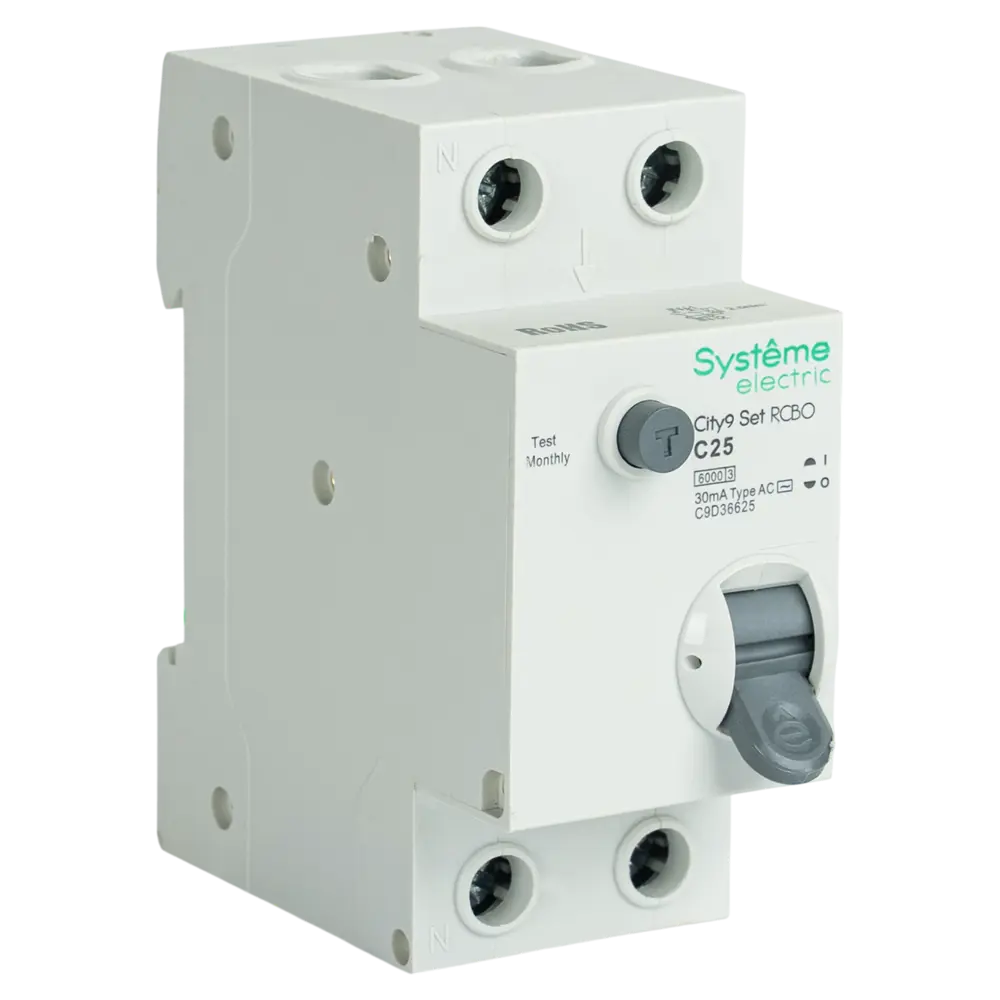 Фото Дифференциальный автомат Systeme Electric City9 Set C9D36625 1P N С25 А 30мА 6кА AC Фото Дифференциальный автомат Systeme Electric City9 Set C9D36625 1P N С25 А 30мА 6кА AC