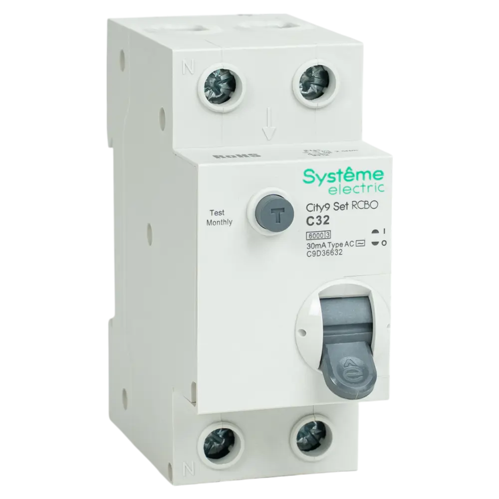 Фото 2 Дифференциальный автомат Systeme Electric City9 Set C9D36632 1P N С32 А 30мА 6кА AC Фото 2 Дифференциальный автомат Systeme Electric City9 Set C9D36632 1P N С32 А 30мА 6кА AC