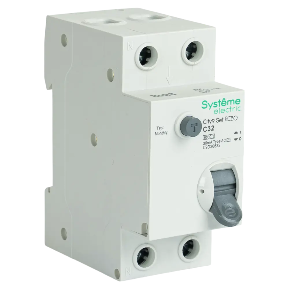 Фото Дифференциальный автомат Systeme Electric City9 Set C9D36632 1P N С32 А 30мА 6кА AC Фото Дифференциальный автомат Systeme Electric City9 Set C9D36632 1P N С32 А 30мА 6кА AC