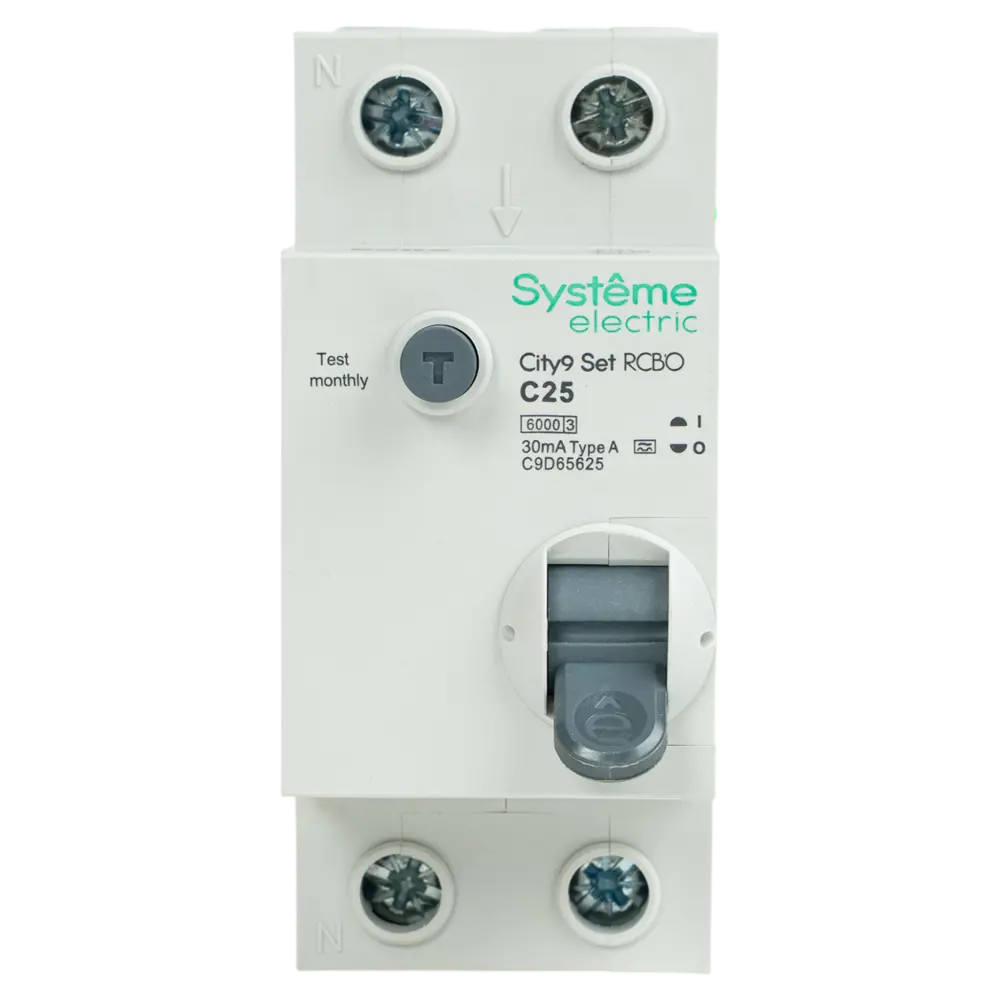 Фото 3 Дифференциальный автомат Systeme Electric City9 Set C9D65625 1P N С25 А 30мА 6кА A Фото 3 Дифференциальный автомат Systeme Electric City9 Set C9D65625 1P N С25 А 30мА 6кА A