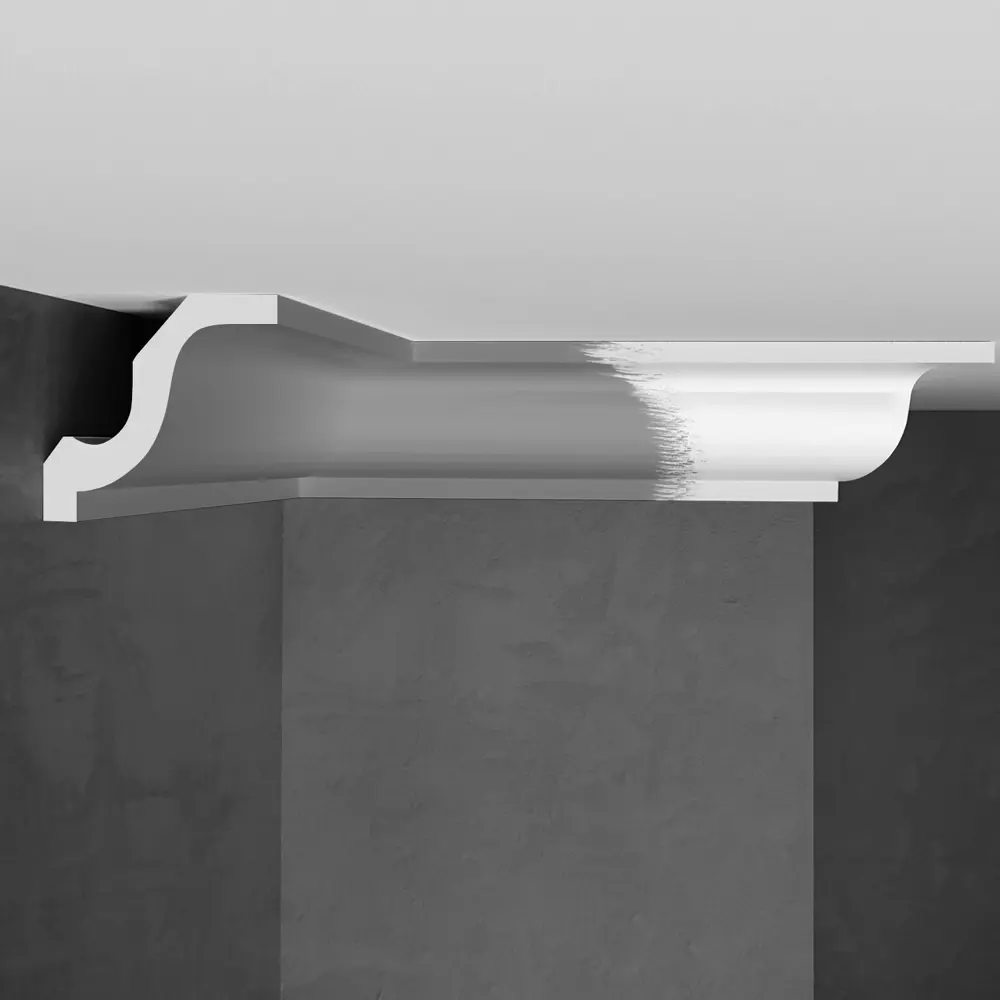 Фото 3 Плинтус потолочный Stenopol C7108 2 м, высота 55 мм толщина 52 мм, под покраску