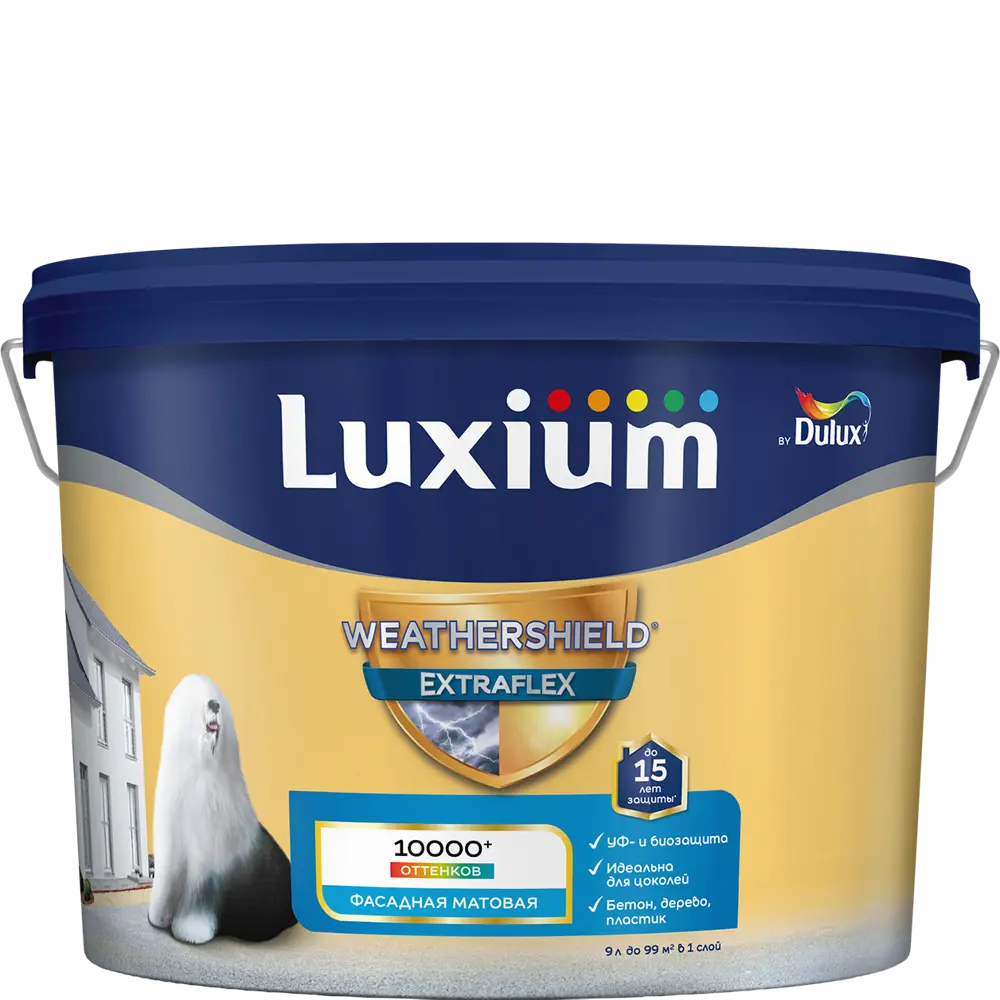 Фото Фасадная краска Luxium Weathershield Extraflex матовая цвет прозрачный база BC 9 л Фото Фасадная краска Luxium Weathershield Extraflex матовая цвет прозрачный база BC 9 л