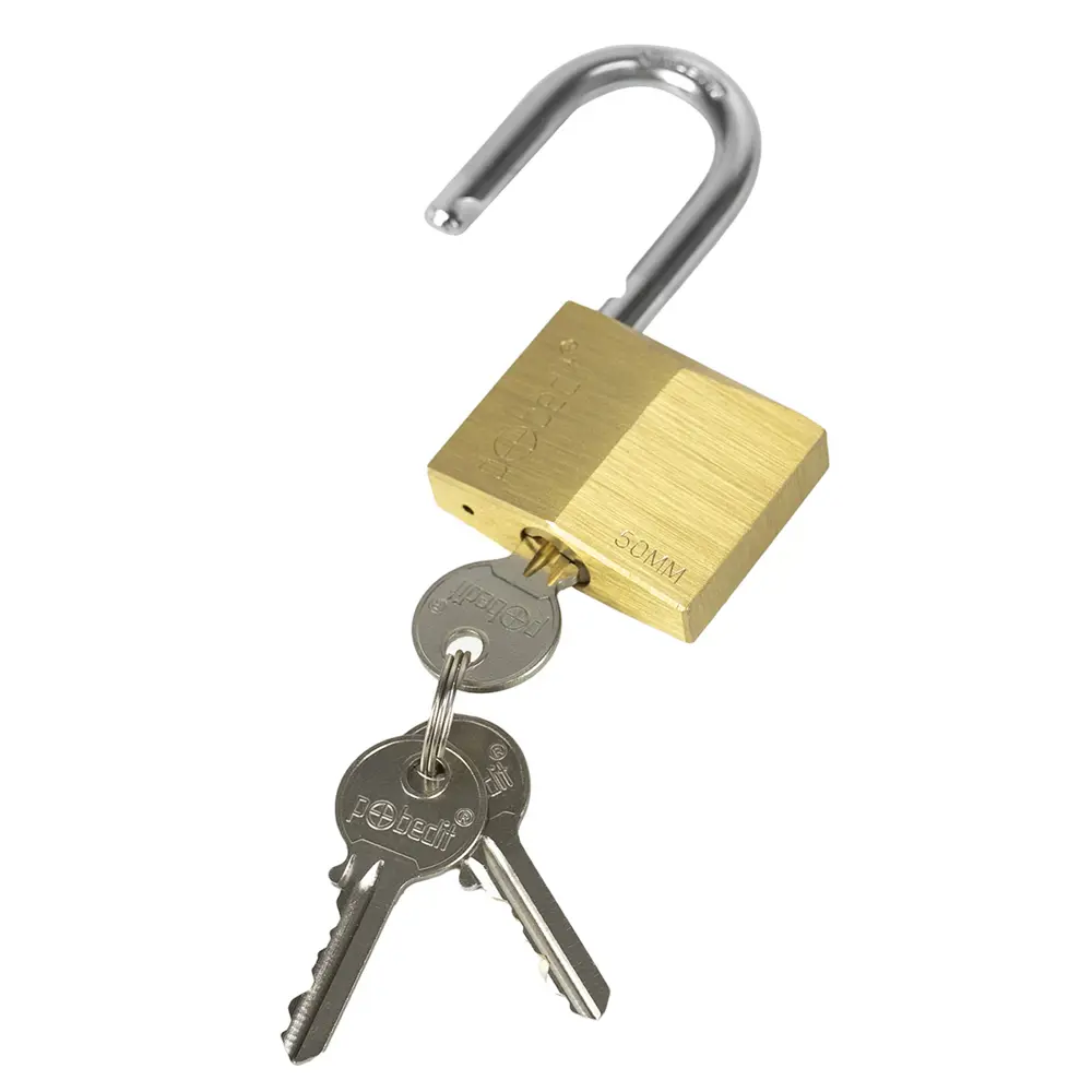 Фото 4 Замок навесной Pobedit Бастион-2 латунный корпус с закаленной дужкой 50мм