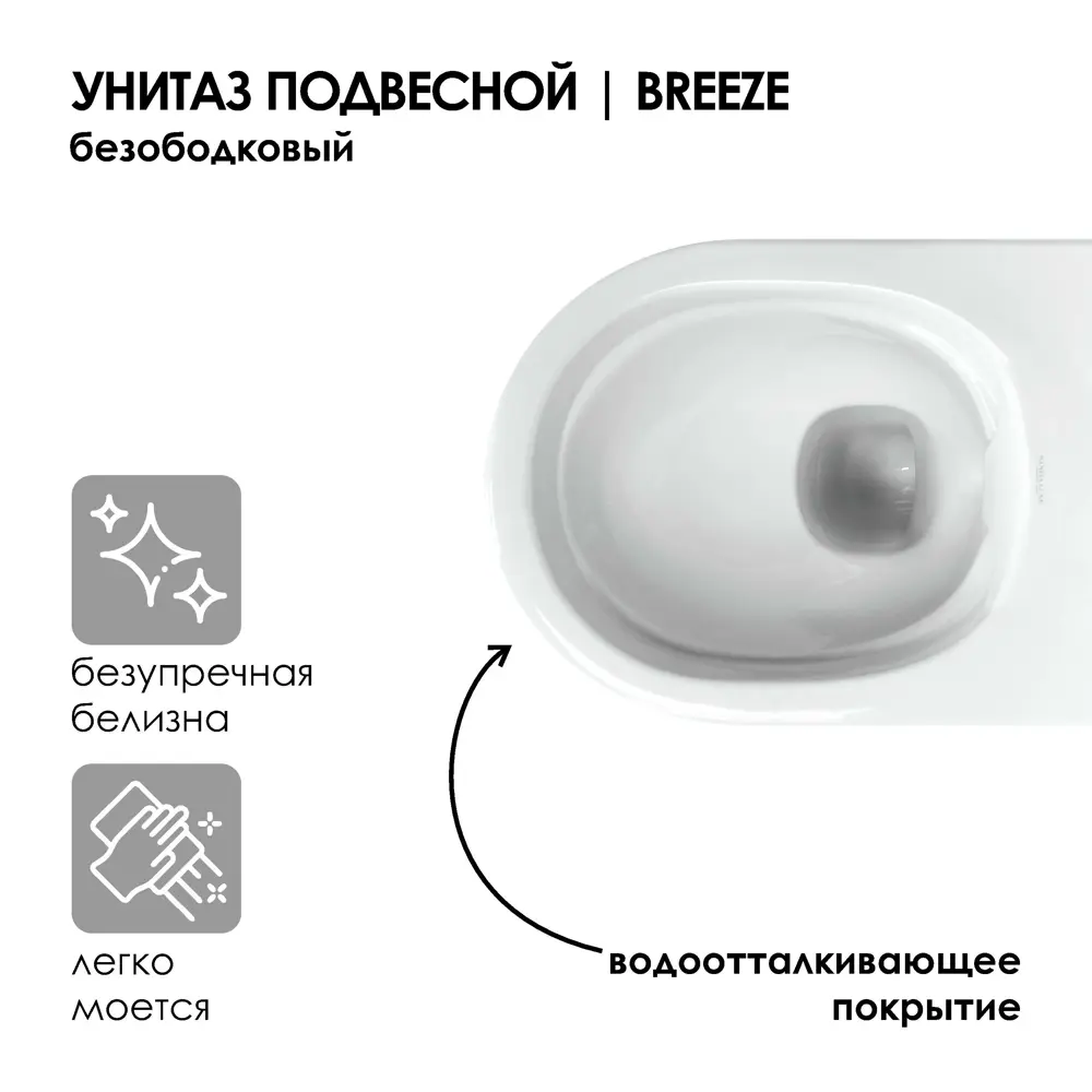 Фото 5 Унитаз подвесной Sanita luxe WC.WH/Breeze/DM.Rim/WHT.G/S1 безободковый с сиденьем микролифт Фото 5 Унитаз подвесной Sanita luxe WC.WH/Breeze/DM.Rim/WHT.G/S1 безободковый с сиденьем микролифт