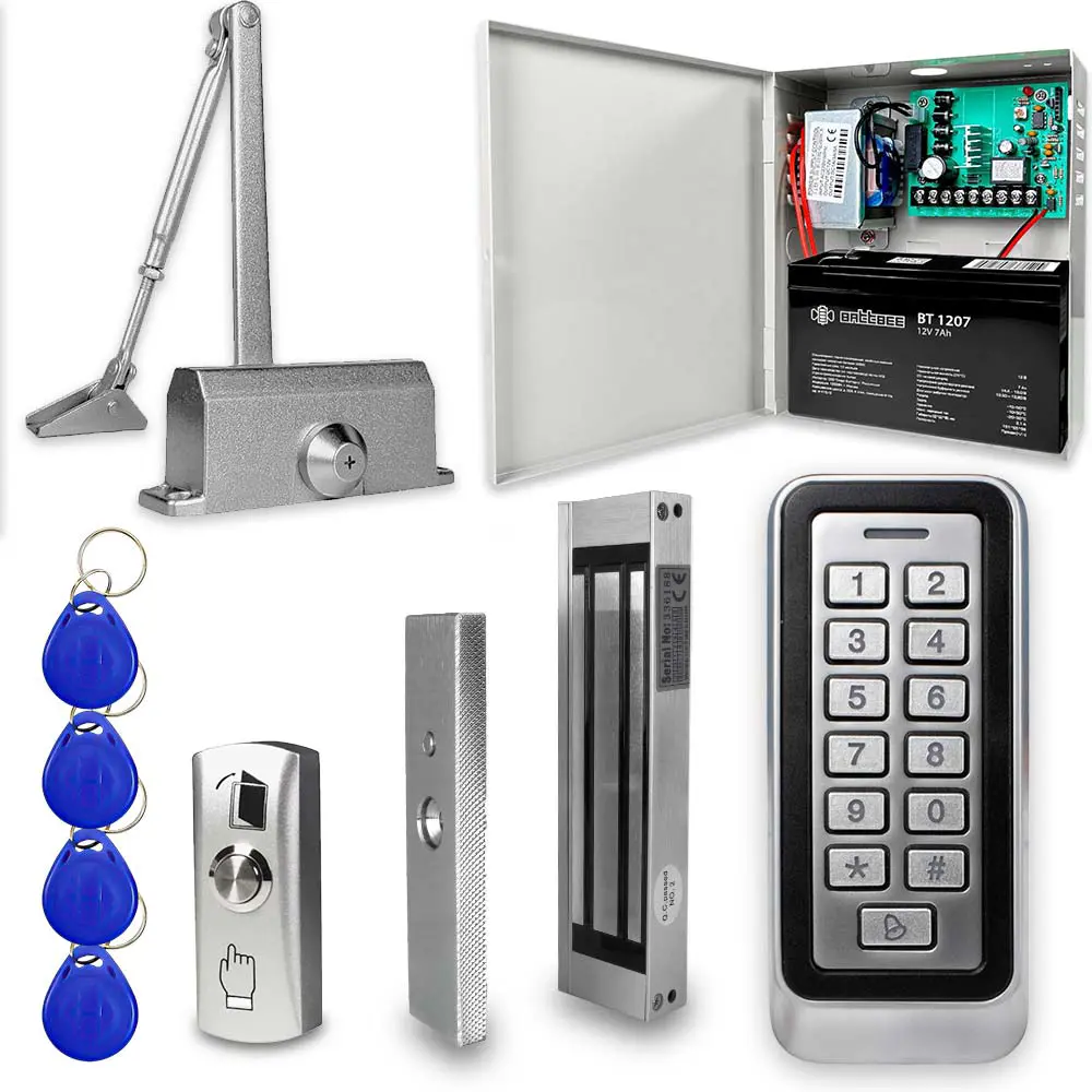 Фото Комплект СКУД Ps-Link KIT-208C-180UPS с блоком резервного питания/электромагнитным замком 180 кг и доводчиком Фото Комплект СКУД Ps-Link KIT-208C-180UPS с блоком резервного питания/электромагнитным замком 180 кг и доводчиком