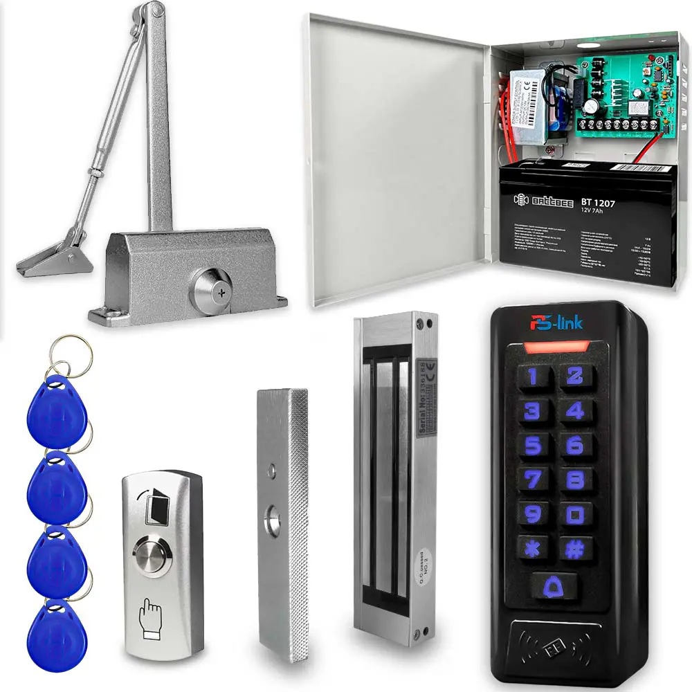 Фото Комплект СКУД Ps-Link KIT-C1EM-180UPS с блоком резервного питания/электромагнитным замком 180 кг и доводчиком 6868 Фото Комплект СКУД Ps-Link KIT-C1EM-180UPS с блоком резервного питания/электромагнитным замком 180 кг и доводчиком 6868