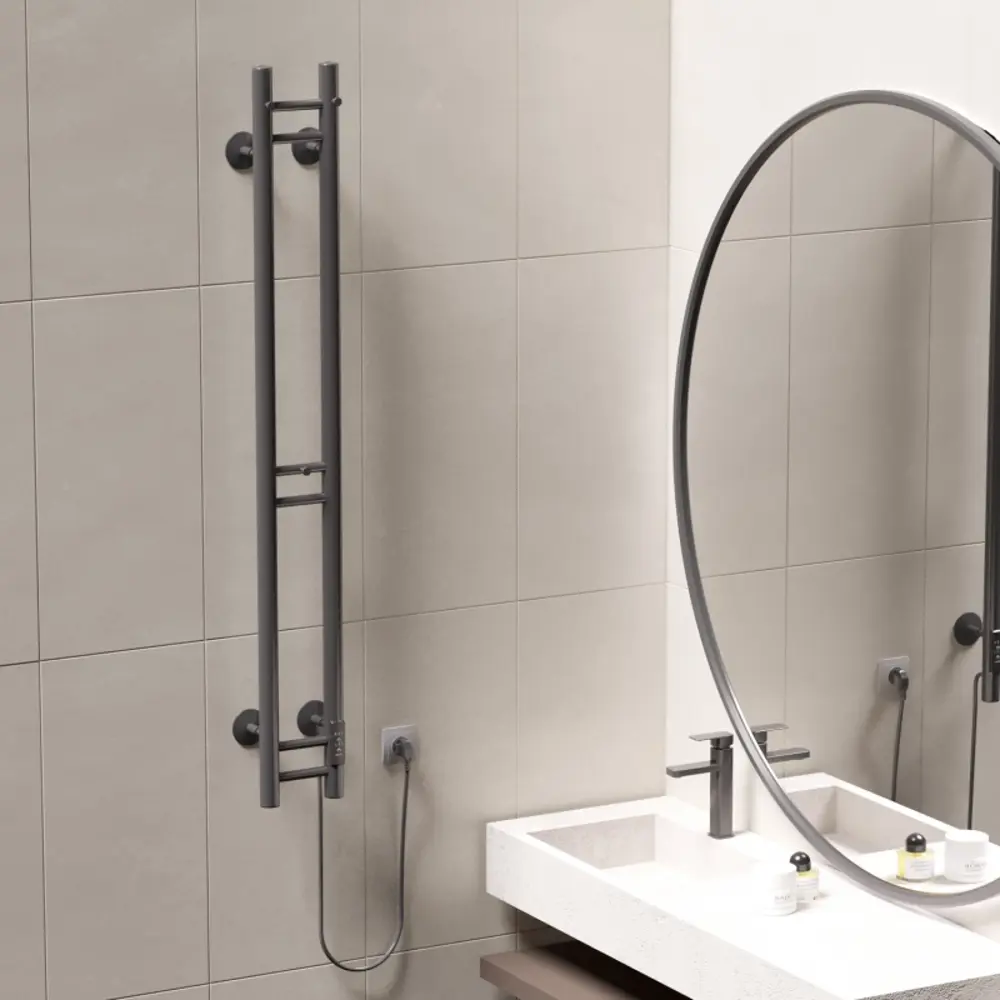 Фото 4 Полотенцесушитель электрический Mixline 155x1200 мм 103 Вт с терморегулятором прямой цвет графит Фото 4 Полотенцесушитель электрический Mixline 155x1200 мм 103 Вт с терморегулятором прямой цвет графит