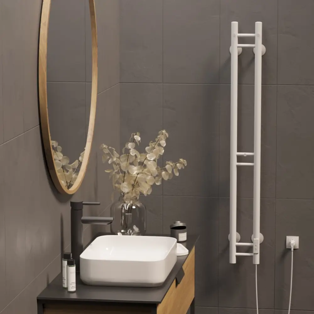 Фото 4 Полотенцесушитель электрический Mixline 155x1200 мм 103 Вт с терморегулятором прямой цвет белый Фото 4 Полотенцесушитель электрический Mixline 155x1200 мм 103 Вт с терморегулятором прямой цвет белый