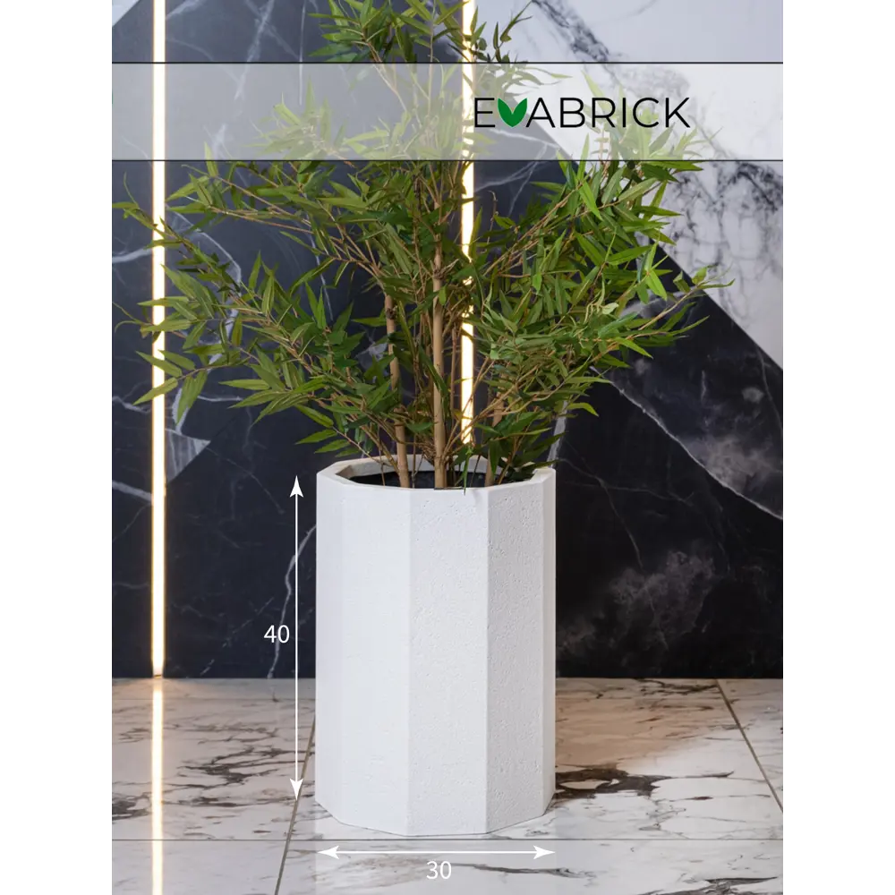 Фото Кашпо Evabrick Przma hl40-30w d 30 см 40 см 30 л полимербетон белый Фото Кашпо Evabrick Przma hl40-30w d 30 см 40 см 30 л полимербетон белый