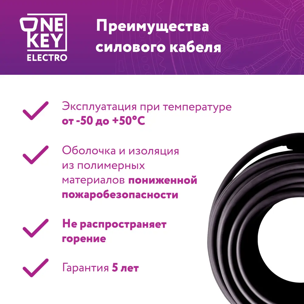 Фото 3 Кабель силовой Onekeyelectro КС-ВВГнг(А)-LS 3x2.5ок (N.PE)-0.66 бухта 20 м