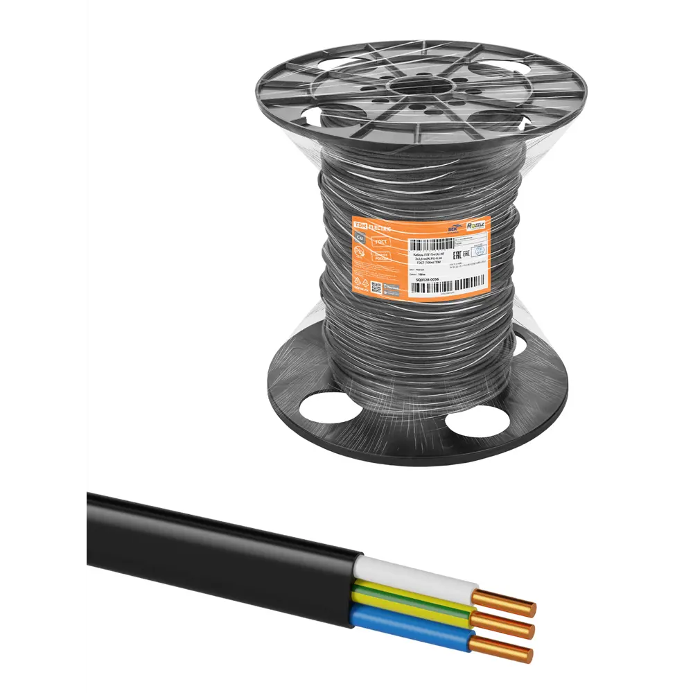 Фото Кабель Tdm Electric ППГнг(A)-HF 3x2.5 мм 100 м черный Фото Кабель Tdm Electric ППГнг(A)-HF 3x2.5 мм 100 м черный