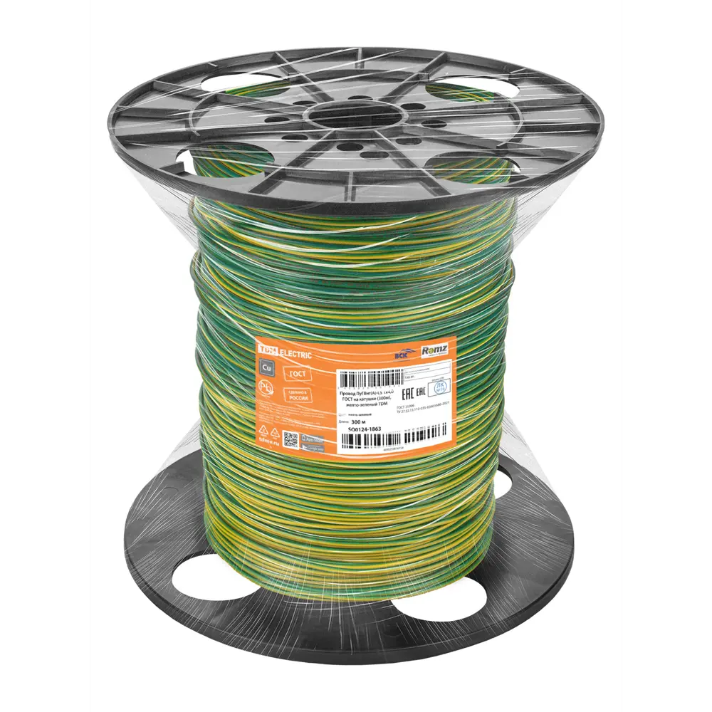 Фото 3 Провод Tdm Electric ПуГВнг(А)-LS 2x0.2 мм 300 м желто-зеленый Фото 3 Провод Tdm Electric ПуГВнг(А)-LS 2x0.2 мм 300 м желто-зеленый