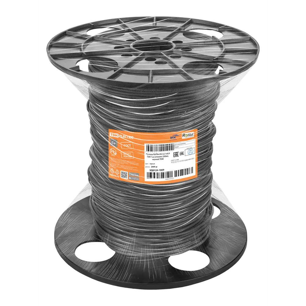 Фото 3 Провод Tdm Electric ПуГВнг(А)-LS 2x0.2 мм 200 м черный Фото 3 Провод Tdm Electric ПуГВнг(А)-LS 2x0.2 мм 200 м черный