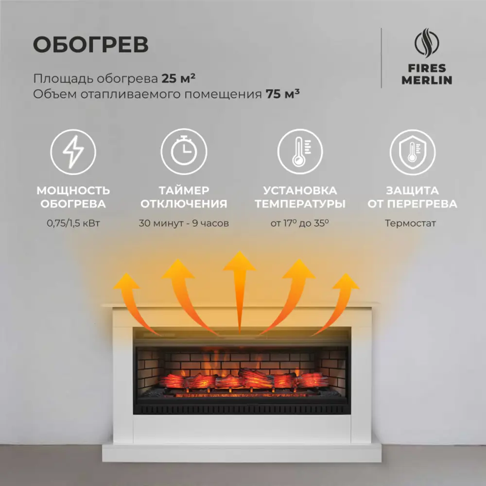 Фото 6 Каминокомплект Fires merlin Amarone 45 WT с очагом Jack 45 1500Вт цвет супер белый Фото 6 Каминокомплект Fires merlin Amarone 45 WT с очагом Jack 45 1500Вт цвет супер белый