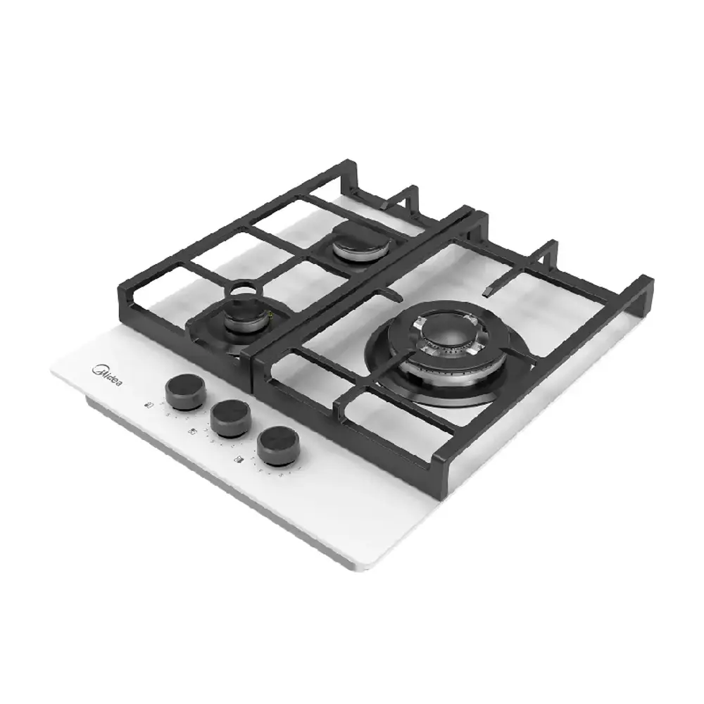 Фото 3 Встраиваемая газовая панель MIDEA MG449TGW 3 конфорки белый Фото 3 Встраиваемая газовая панель MIDEA MG449TGW 3 конфорки белый