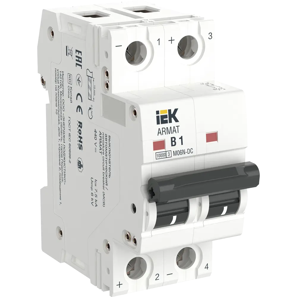 Фото 2 Автоматический выключатель Iek M06N-DC 2P B1 А 10 кА AR-M06N-2-B001DC Фото 2 Автоматический выключатель Iek M06N-DC 2P B1 А 10 кА AR-M06N-2-B001DC