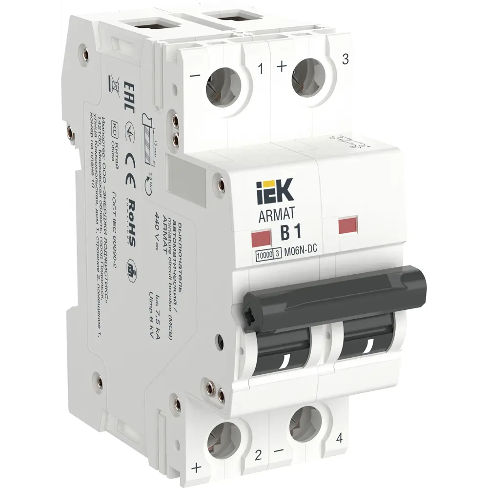 Фото Автоматический выключатель Iek M06N-DC 2P B1 А 10 кА AR-M06N-2-B001DC Фото Автоматический выключатель Iek M06N-DC 2P B1 А 10 кА AR-M06N-2-B001DC