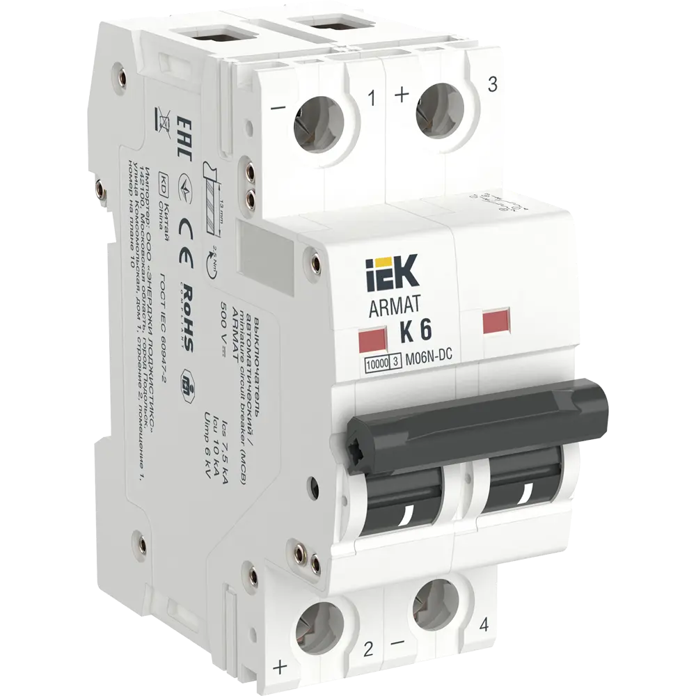 Фото 2 Автоматический выключатель Iek M06N-DC 2P K6 А 10 кА AR-M06N-2-K006DC Фото 2 Автоматический выключатель Iek M06N-DC 2P K6 А 10 кА AR-M06N-2-K006DC