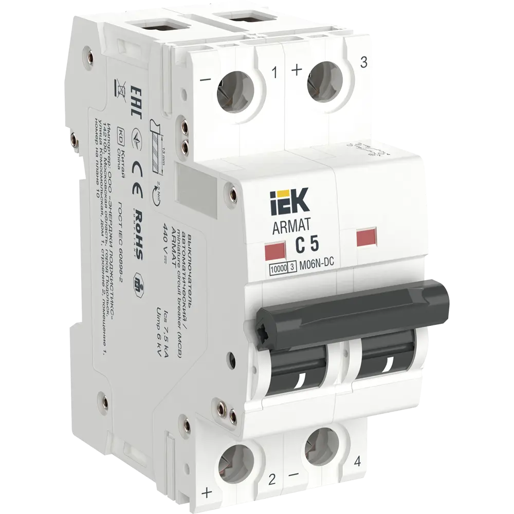 Фото 2 Автоматический выключатель Iek M06N-DC 2P C5 А 10 кА AR-M06N-2-C005DC Фото 2 Автоматический выключатель Iek M06N-DC 2P C5 А 10 кА AR-M06N-2-C005DC