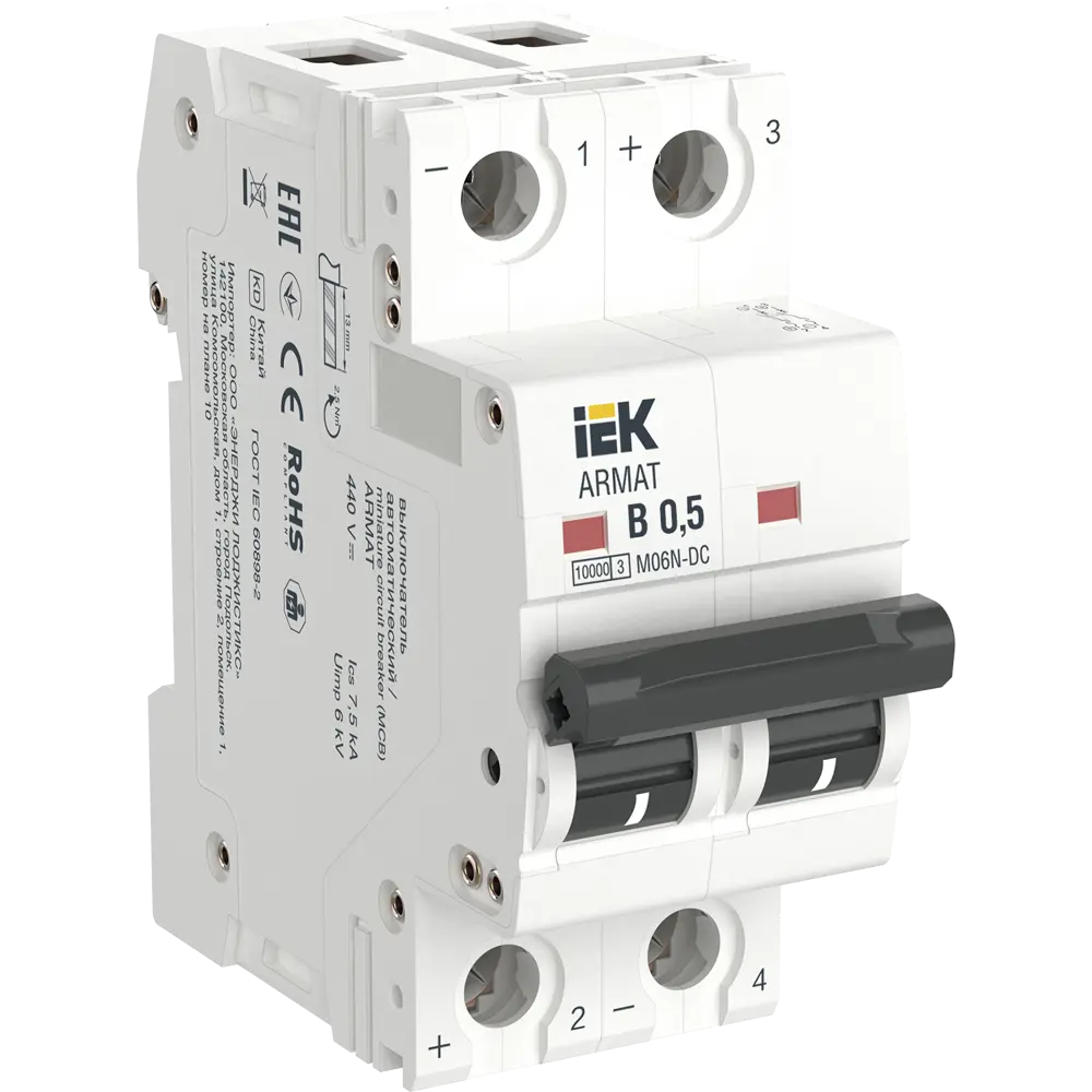 Фото 2 Автоматический выключатель Iek M06N-DC 2P B0.5 А 10 кА AR-M06N-2-B0D5DC Фото 2 Автоматический выключатель Iek M06N-DC 2P B0.5 А 10 кА AR-M06N-2-B0D5DC