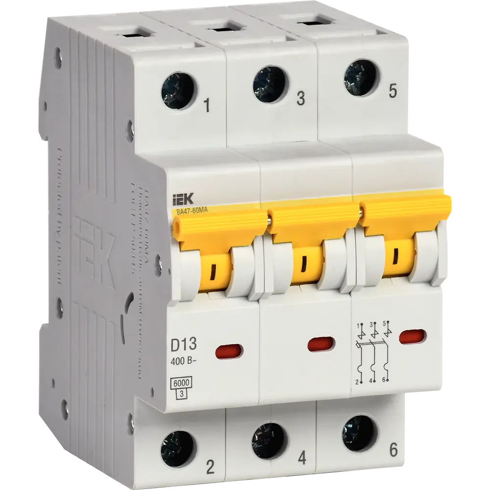 Фото 2 Автоматический выключатель Iek ВА47-60МА 3P D13 А 6 кА MVA33-3-013-D Фото 2 Автоматический выключатель Iek ВА47-60МА 3P D13 А 6 кА MVA33-3-013-D