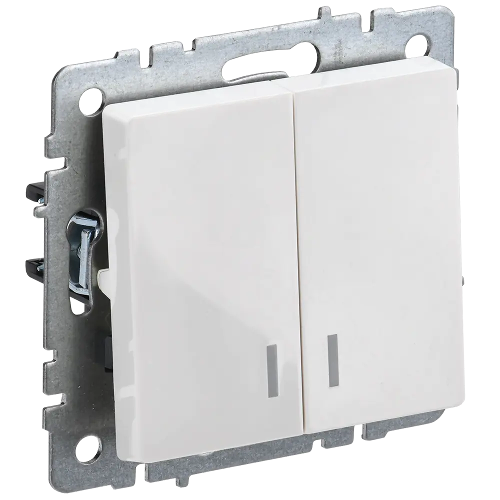 Фото Выключатель встраиваемый Iek Brite BR-V20-1-10-K01 2 клавиши с подсветкой цвет белый Фото Выключатель встраиваемый Iek Brite BR-V20-1-10-K01 2 клавиши с подсветкой цвет белый