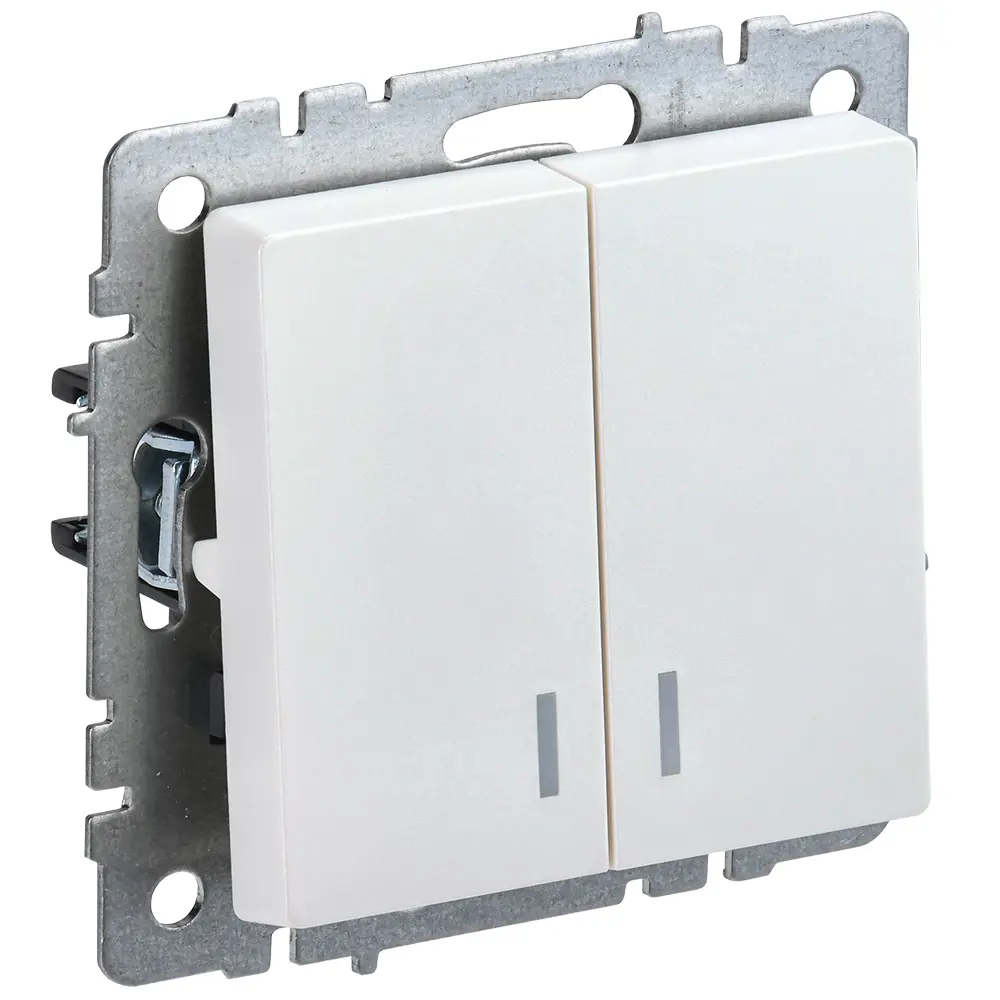 Фото 2 Выключатель встраиваемый Iek Brite BR-V20-1-10-K36 2 клавиши с подсветкой цвет жемчужный Фото 2 Выключатель встраиваемый Iek Brite BR-V20-1-10-K36 2 клавиши с подсветкой цвет жемчужный