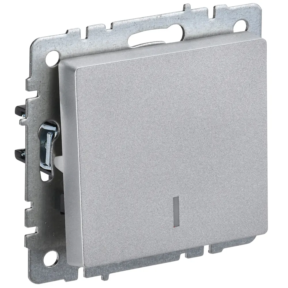 Фото 2 Выключатель встраиваемый Iek Brite BR-V10-1-10-K47 1 клавиша с подсветкой цвет алюминий Фото 2 Выключатель встраиваемый Iek Brite BR-V10-1-10-K47 1 клавиша с подсветкой цвет алюминий