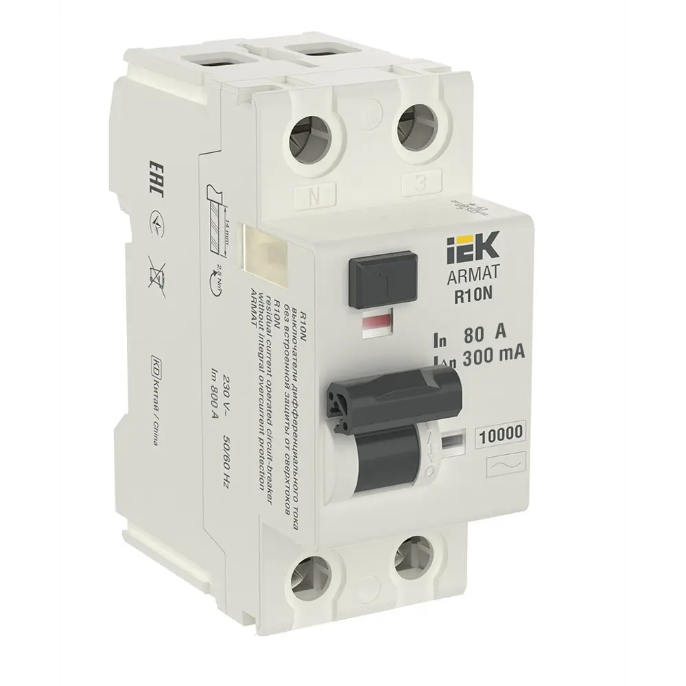 Фото 2 Дифференциальный автомат Iek Armat R10N 2P C80 А 300 мА 10 кА AC AR-R10N-2-080C300