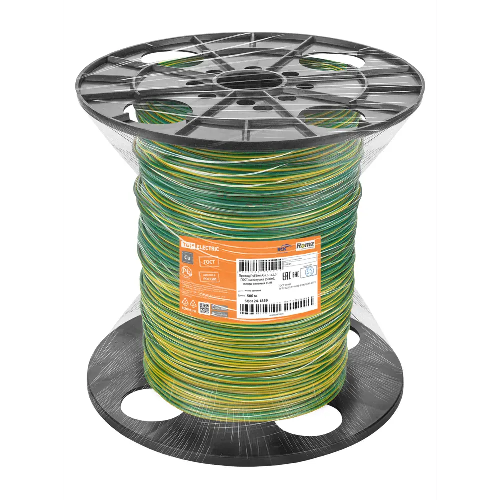 Фото 3 Провод Tdm Electric ПуГВнг(А)-LS 1x2.5 мм 500 м зелено-желтый Фото 3 Провод Tdm Electric ПуГВнг(А)-LS 1x2.5 мм 500 м зелено-желтый