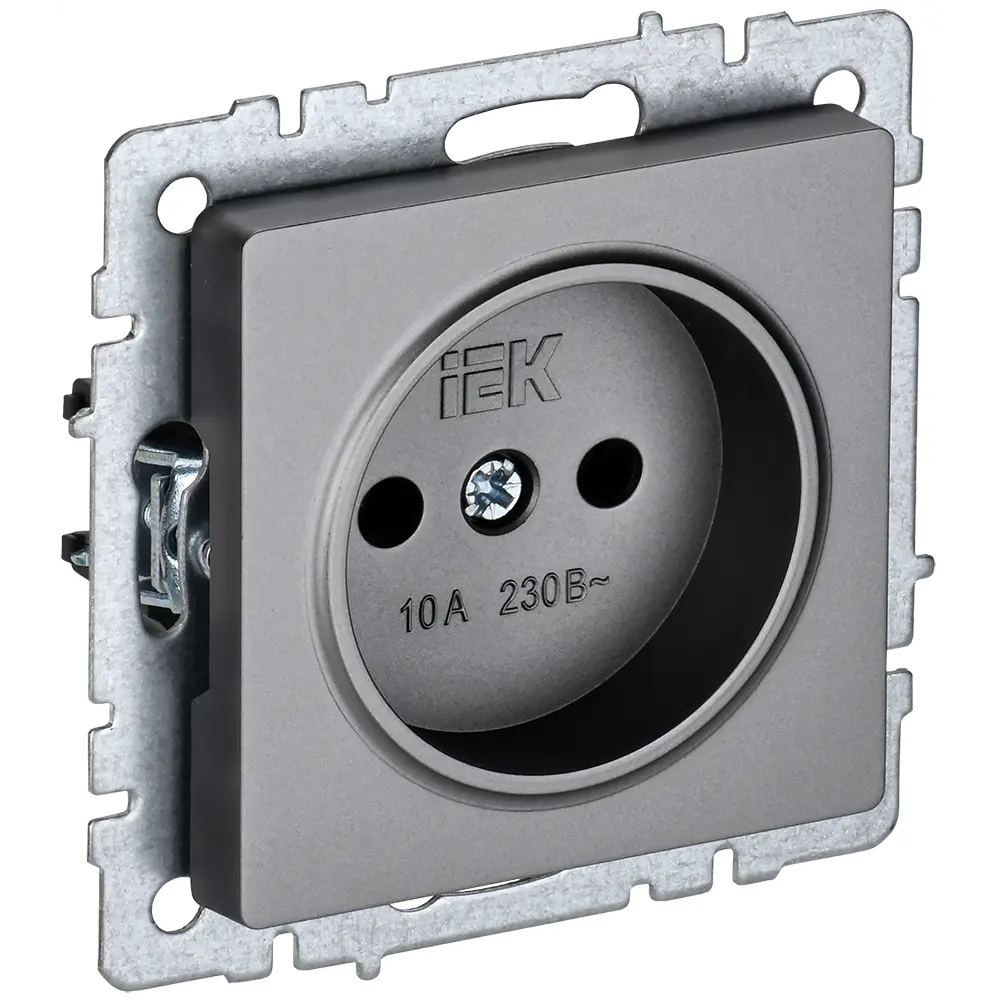 Фото 2 Розетка встраиваемая Iek Brite BR-R10-10-K46 цвет сталь Фото 2 Розетка встраиваемая Iek Brite BR-R10-10-K46 цвет сталь