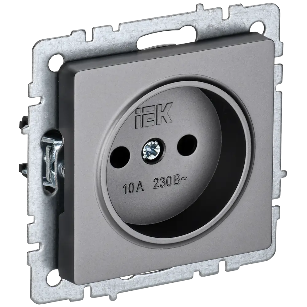 Фото Розетка встраиваемая Iek Brite BR-R10-10-K46 цвет сталь Фото Розетка встраиваемая Iek Brite BR-R10-10-K46 цвет сталь