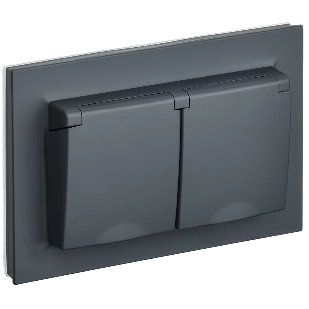 Фото Розетка двойная встраиваемая Iek Brite BR-R26-16-44-K53-F с заземлением цвет графит Фото Розетка двойная встраиваемая Iek Brite BR-R26-16-44-K53-F с заземлением цвет графит