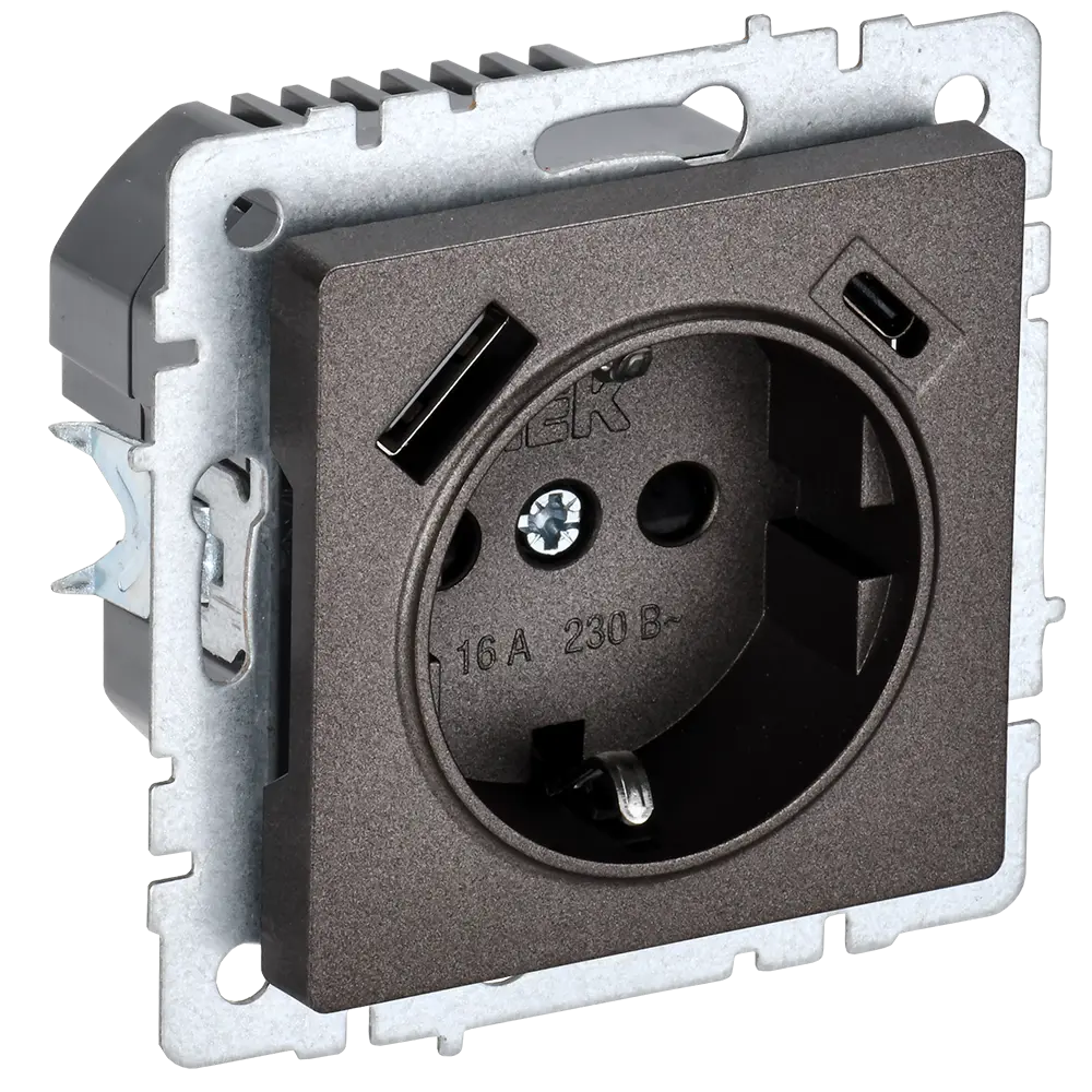 Фото Розетка USB встраиваемая Iek Brite BR-R14-16-U22-018-K45 с заземлением цвет бронза Фото Розетка USB встраиваемая Iek Brite BR-R14-16-U22-018-K45 с заземлением цвет бронза